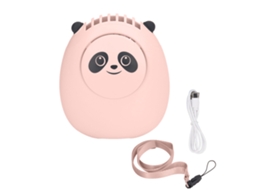 Ventilador de Cuello Portátil Oso Bonito 3 Velocidades Usb Recargable Silencioso Sin Aspas Mini Con Lanyard Rosa