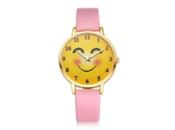 Relógio de pulso analógico com movimento de quartzo, pulseira de PU, cor rosa - Ivpai