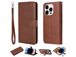 Capa Para Iphone 15 Pro Pele Sintética Magnética Com Porta-cartões Castanho
