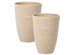 Conjunto de 2 vasos para plantas BELIANI Camia de Pedra mesclada Creme 35x35x50