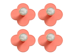 Conjunto de 4 Ganchos para Toalhas Sem Perfuração em Formato de Flor Multifuncional, Ganchos Práticos para Banheiros Montados na Parede BRILVIBERA