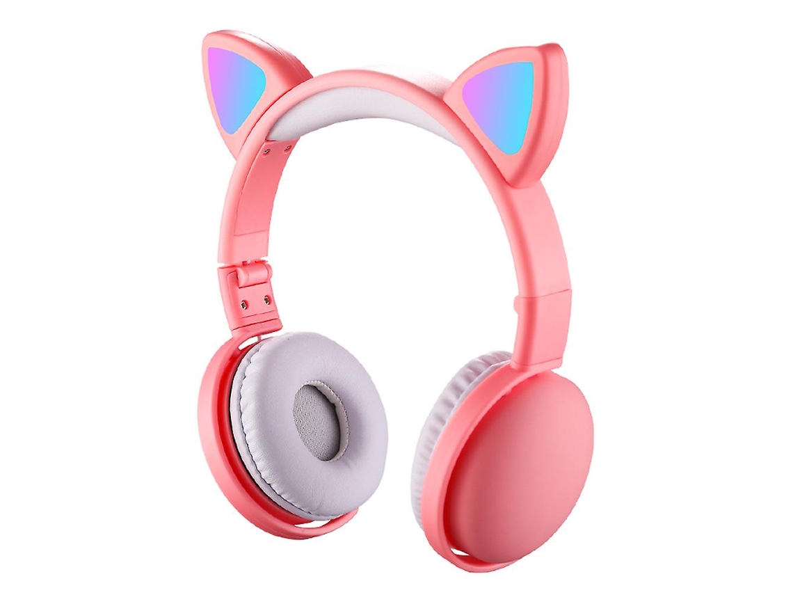 Auscultadores Bluetooth  Cat Ear Led Glowing Pink