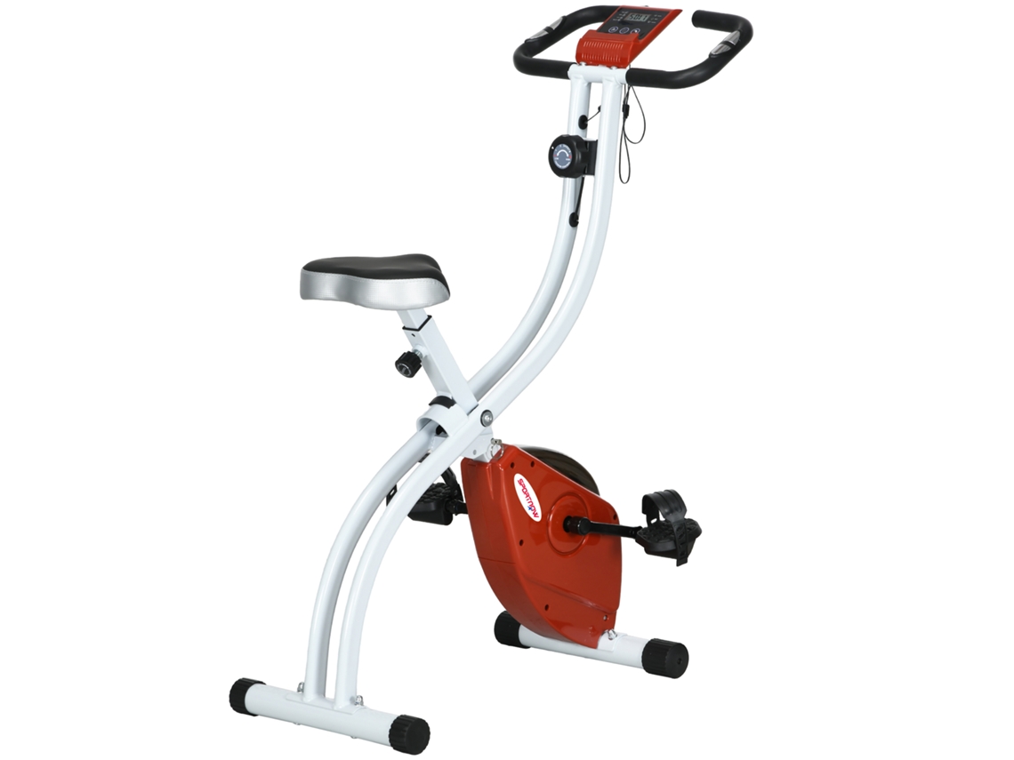 Bicicleta Ergométrica Magnética Dobrável com 8 Níveis de Resistência e Assento Ajustável. em Aço. 97x43x110 Cm. Vermelho Ge