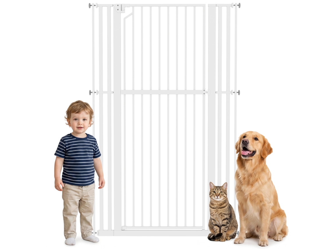 Barreira De Segurança Extra Alta 160 Cm Para Crianças E Animais, Ajustável 76-105 Cm Com Fecho Automático