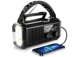 Rádio de Emergência AQUAFORGE 10000mah solar am/fm previsão do tempo lanterna com carregamento usb c