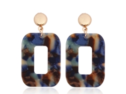 Ouvidos De Liga Dangle Com Resina Retangular Azul Verde
