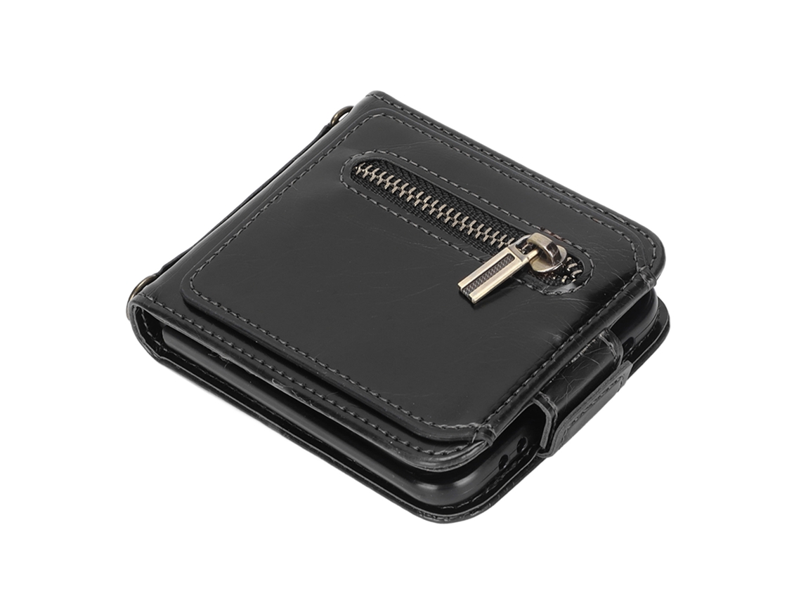 Capa de Couro Multifuncional para Samsung Z Flip 3, com Slot para Cartões e Suporte. EOOCOO
