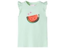 T-shirt Para Criança Manga Com Folhos Verde-suave 128