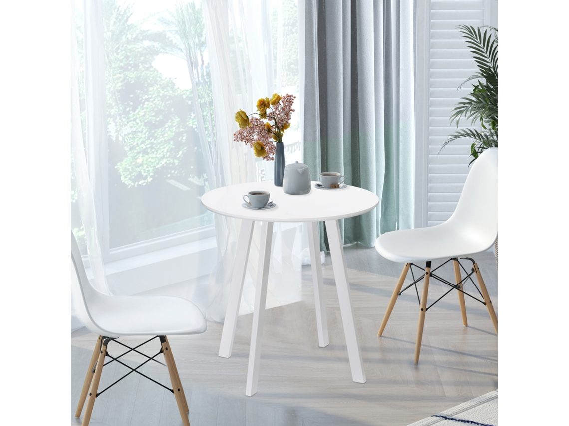 Dining Table, Kitchen Table, For 2 People, High-gloss Surface, With Table Feet, White, 72 X 72 X 75cm