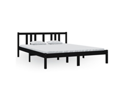 Bed Frame, Bed Frames Vidaxl Preto Madeira (150 X 200 Cm)