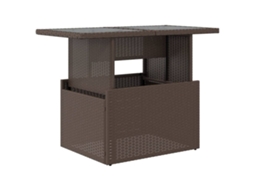 Mesa de jardim com tampo de vidro 100x55x73 cm Vime Pe Castanho MAISON EXCLUSIVE