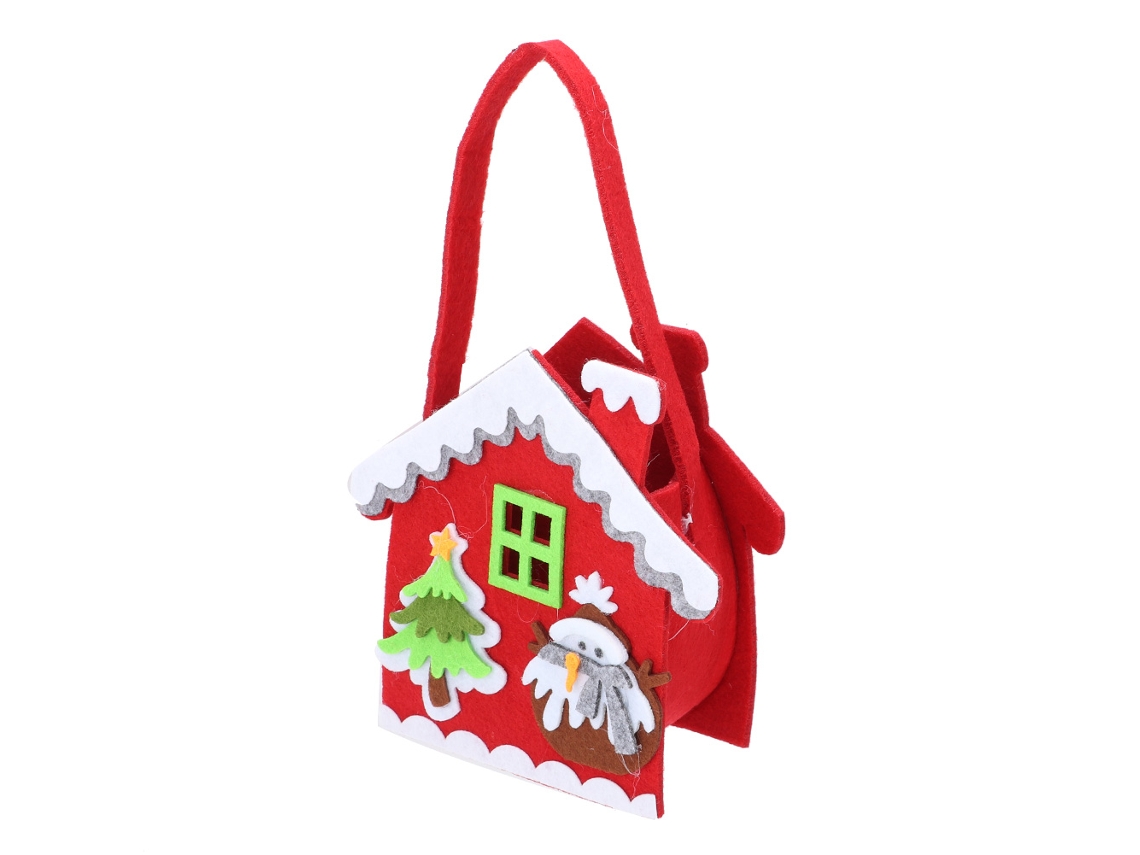 Sacola De Natal De Tricot Com Boneco De Neve