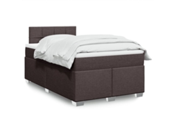 Vidaxl Cama Com Molas/colchão 120x200 Cm Tecido Castanho-escuro