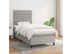 Vidaxl Cama Com Molas/colchão 90x190 Cm Tecido Cinzento-claro