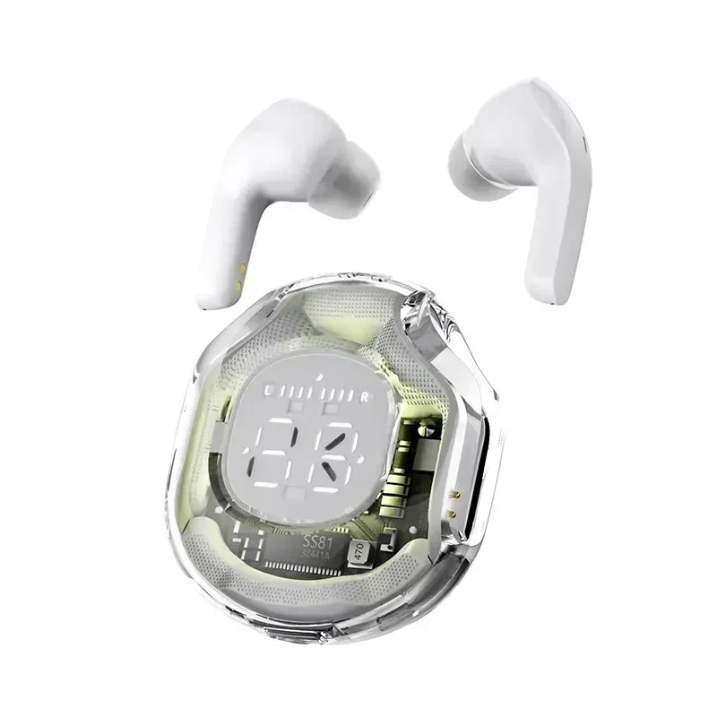 Fones De Ouvido Bluetooth True Wireless (brancos), Com Visor Led, Cancelamento De Ruído, Microfone E Resistência À Água.