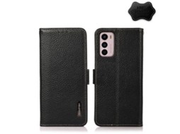 Capa Para Celular Motorola Moto G42 Khazneh Em Couro De Lichia Com Fecho Magnético Lateral E Proteção Rfid.