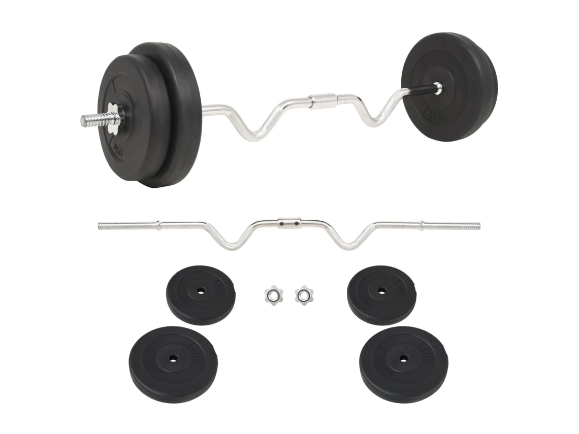 Vidaxl Conjunto Com Barra 30 Kg