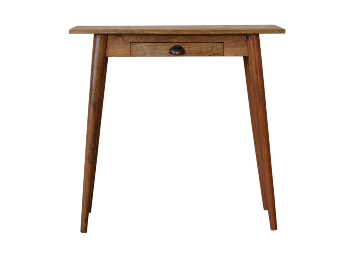 Mini Secretária Em Madeira Maciça Estilo Nórdico, 1 Gaveta, Castanho ARTISAN FURNITURE EST 1995 TM