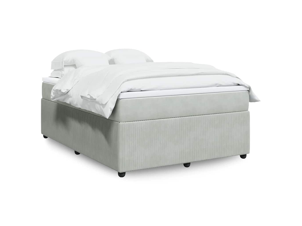 Vidaxl Cama Com Molas/colchão 140x190 Cm Veludo Cinzento-claro