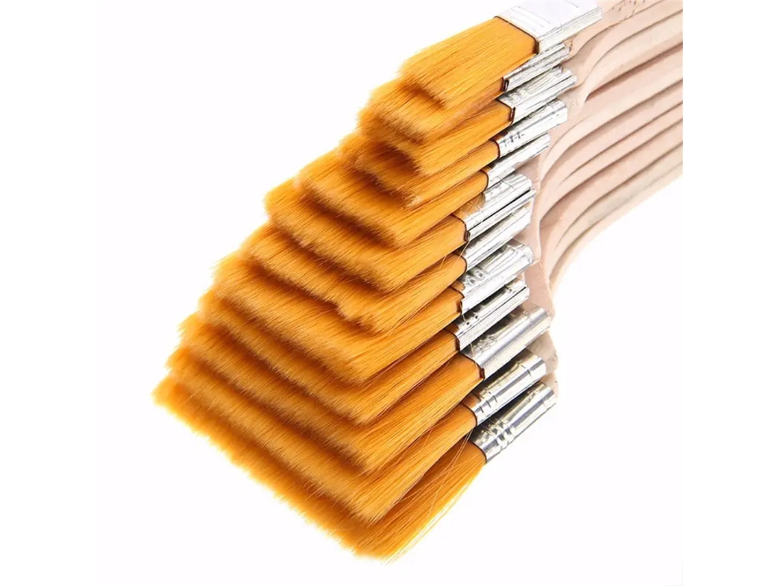 Conjunto de 12 Pincéis de Nylon de Alta Qualidade, Adequados para Tintas Acrílicas. MDUG