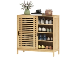 Sapateiro com 2 Portas de Correr e Prateleiras Ajustáveis para 16 Pares (80x35x80cm) Natural