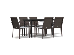 Garden Dining Set, Garden Dining Sets Vidaxl Marrom Rattan / Vime (140 Cm Table Length)