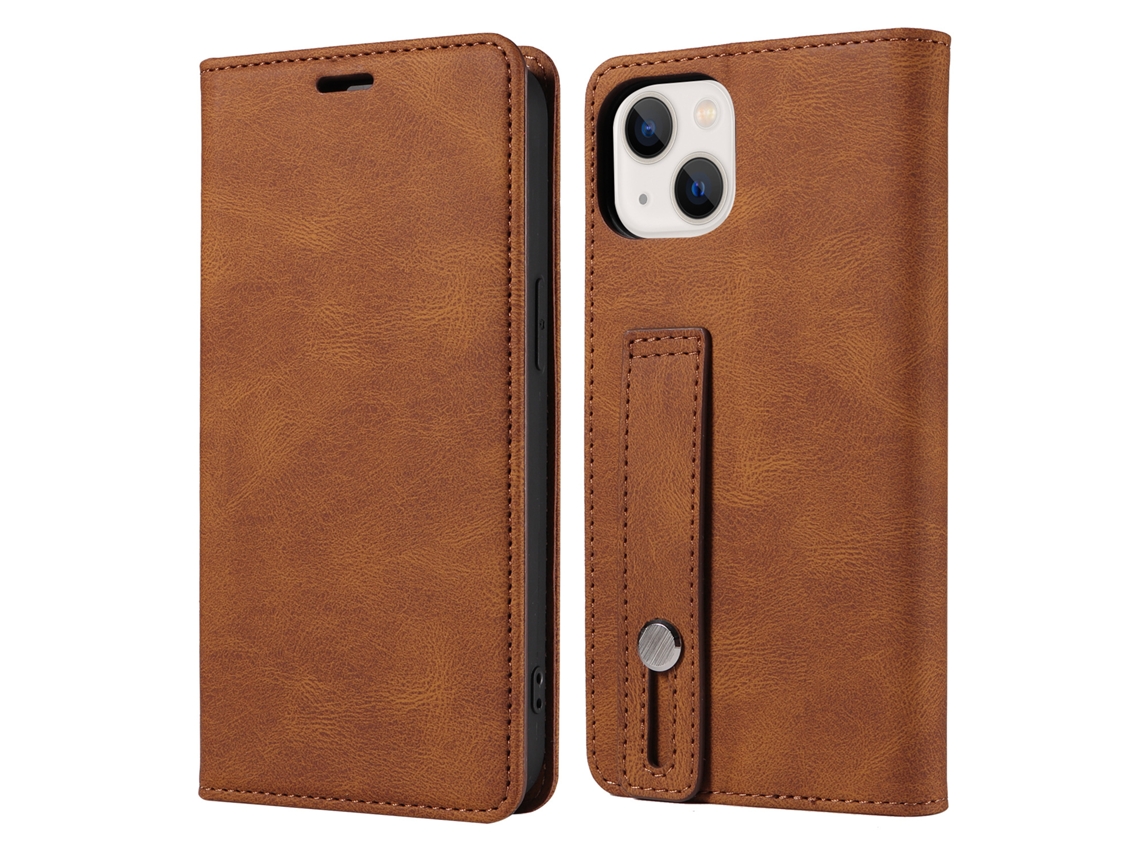 Capa De Couro Com Alça De Pulso Para Celular, Capa Para Fliphonemarrom - Iphone 12 Mini