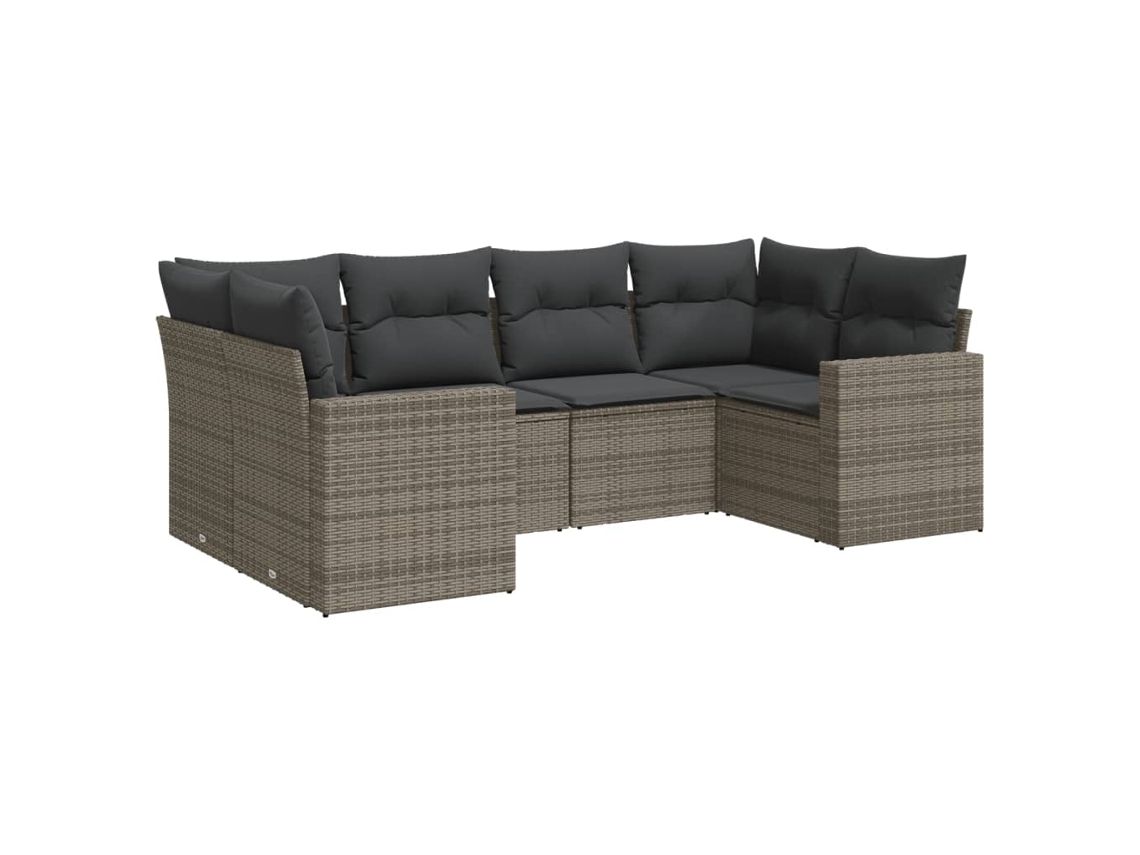 Maison Exclusive - 6 Pcs Conjunto Sofás De Jardim Com Almofadões Vime Cinzento