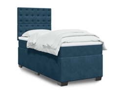 Vidaxl Cama Boxspring Com Colchão 90x200 Cm Veludo Azul