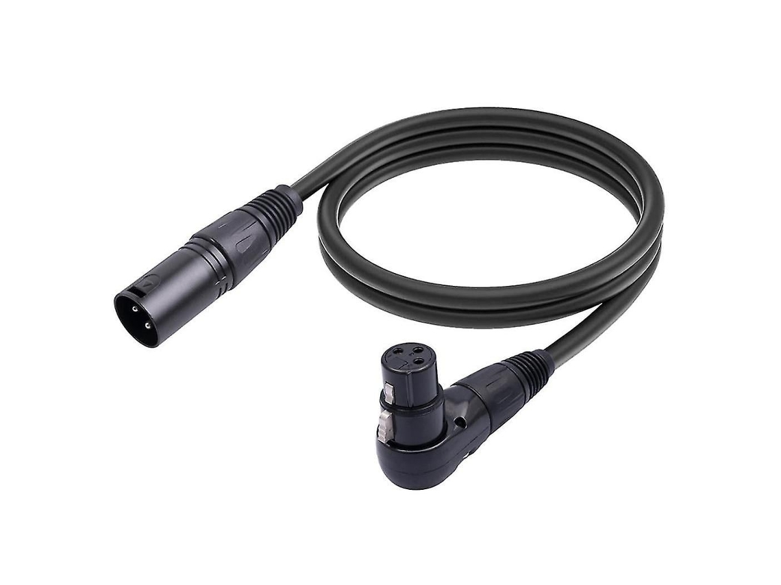Cabo Lurelia XLR macho/fêmea 3 pinos 90° 1 m, para teclados, pianos, sintetizadores e microfones.