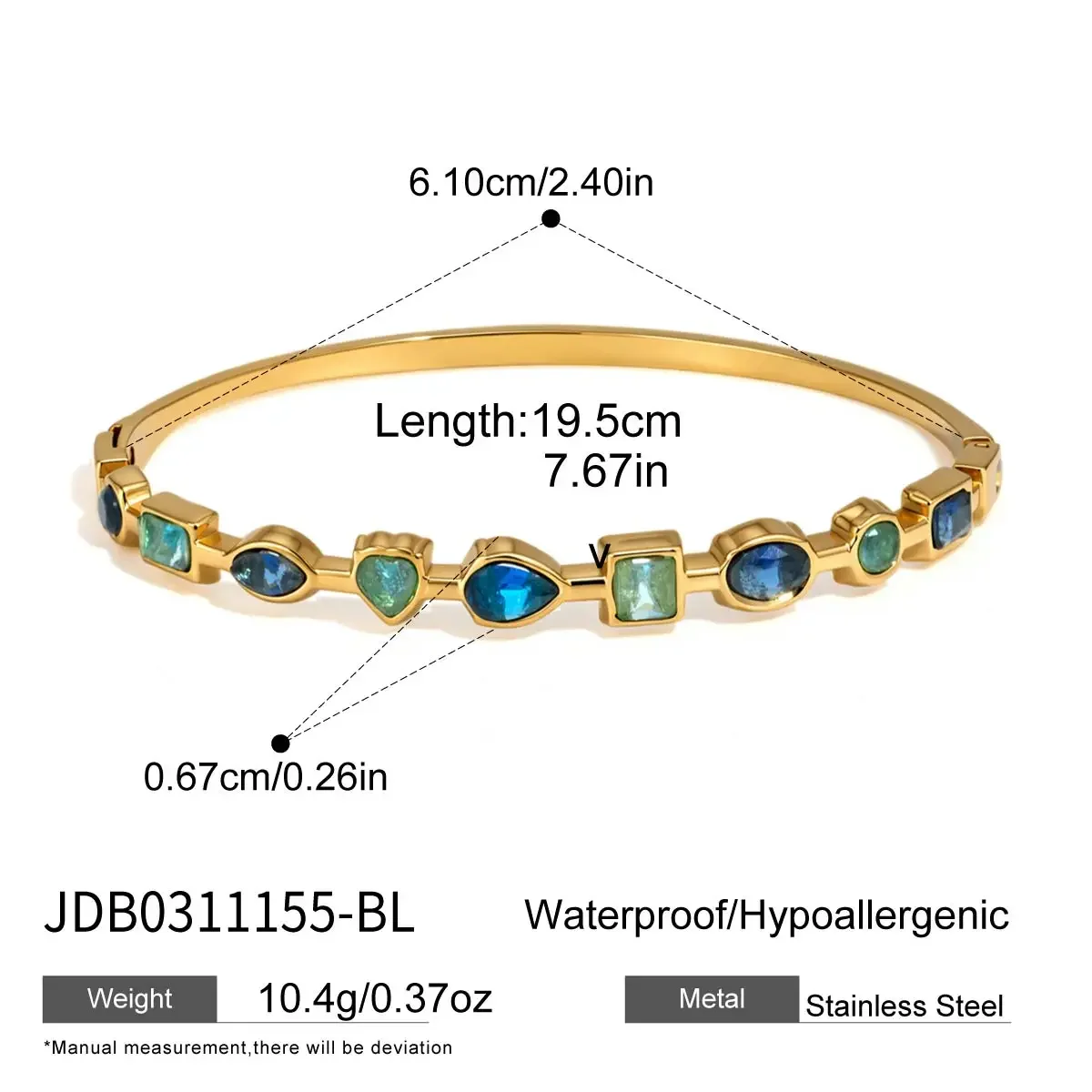 Pulseira Geométrica Multicolorida Com Zircônias, Um Presente Elegante E Simples Banhado A Ouro.
