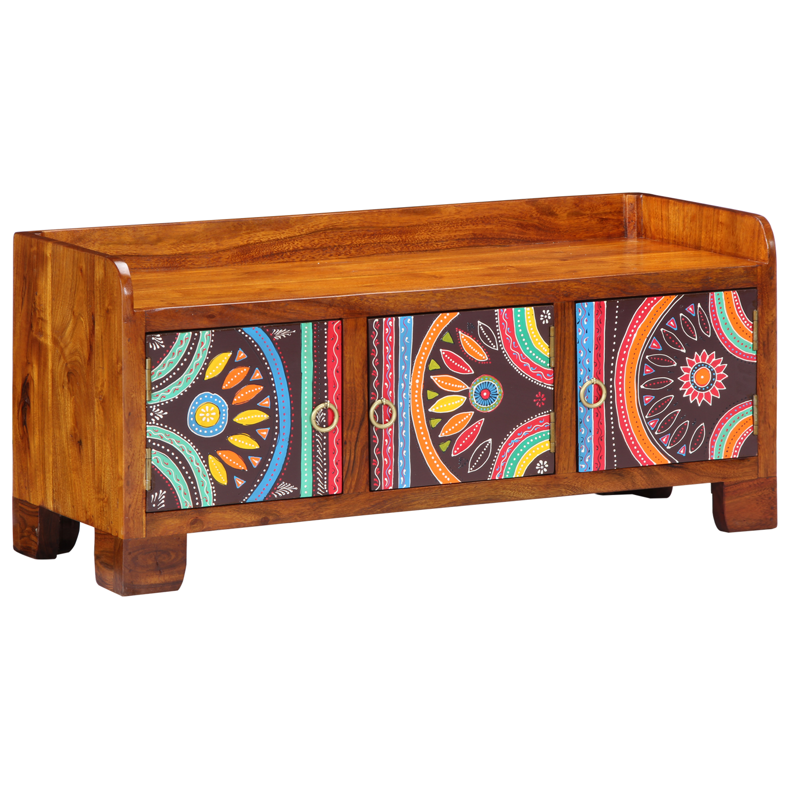 Conjunto 1 Armazenamento De Sapatos Vidaxl Multicolorido Madeira De Acácia Maciça (90 X 35 X 40 Cm)