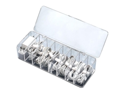Lurelia Caixa Organizadora Transparente Para Cabos, 8 Compartimentos, 10 X 3,5 X 2 Pol, Transparente, Plástico Ps