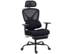 Cadeira Ergonômica Com Rodízios, Encosto Em Mesh, Suporte Lombar, Braços, Apoio De Cabeça Ajustável