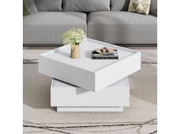 Mesa De Centro Quadrada Com Rotação De 360° - Com 2 Gavetas - 60x60x38 Cm - Branco