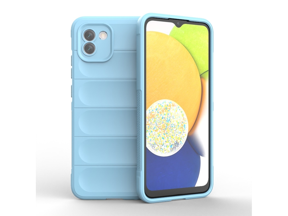 Capa Halinuia Para Samsung Galaxy A03 Magic Shield Tpu Azul Claro (forro Interior Em Flanela)
