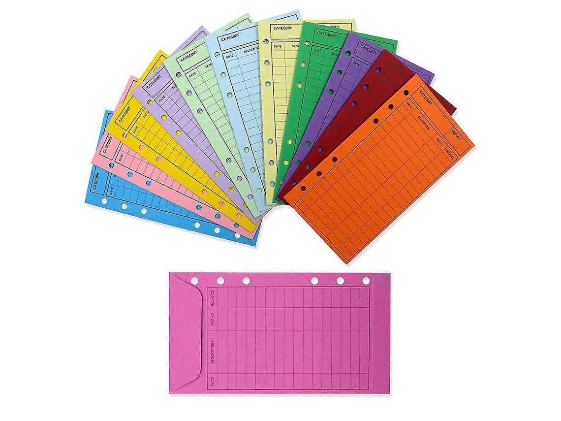 Envelopes Para Orçamento Em 12 Cores Com Furos, Sistema De Envelopes Mais Grossos Para Dinheiro E Poupança. Aquaforge