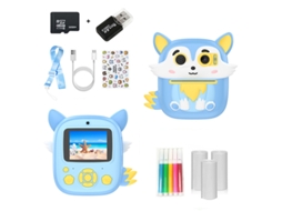 Câmera Instantânea Infantil 1080p, Cartão de Memória de 32gb + Leitor de Cartão Usb CZHHMART (azul)