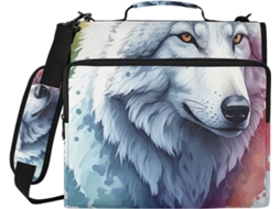 Organizador de Arquivos Aquarela Impermeável, com 3 Argolas, Zíper e Bolsa para Laptop, Ideal para Escola e Mesa