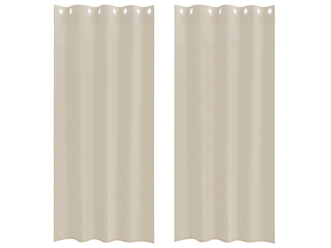 Conjunto 2 Cortina De Voile Vidaxl Bege Poliéster (225 X 140 Cm)