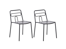 Conjunto De 2 Cadeiras De Jardim Beliani Agerola De Aço Preto 48x48x78