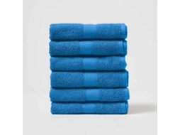Homescapes Turkish Cotton Hand Towel Set Of 6, Cobalt Blue