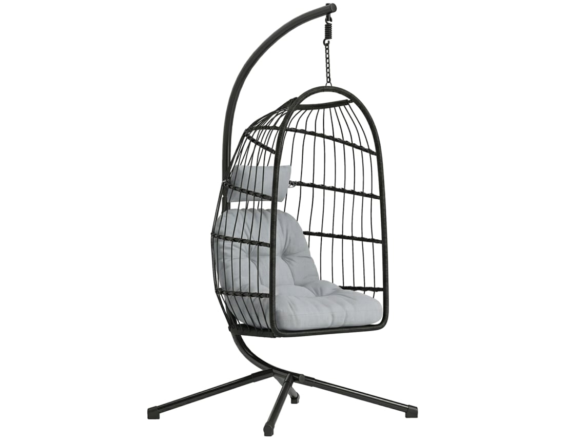 Conjunto lounge jardim 5 peças em polyrattan, 3 poltronas, mesa de vidro, puff, com almofadas removíveis QINGYU TECH