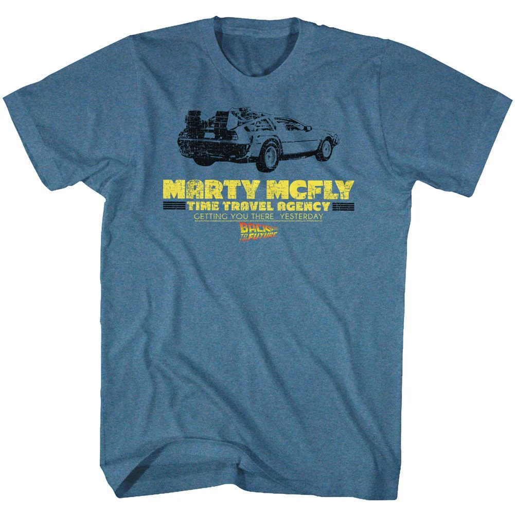 Unisex Adult T-shirt Rockinstone Back To The Future Movie Time In A Car Heather Indigo Sizes