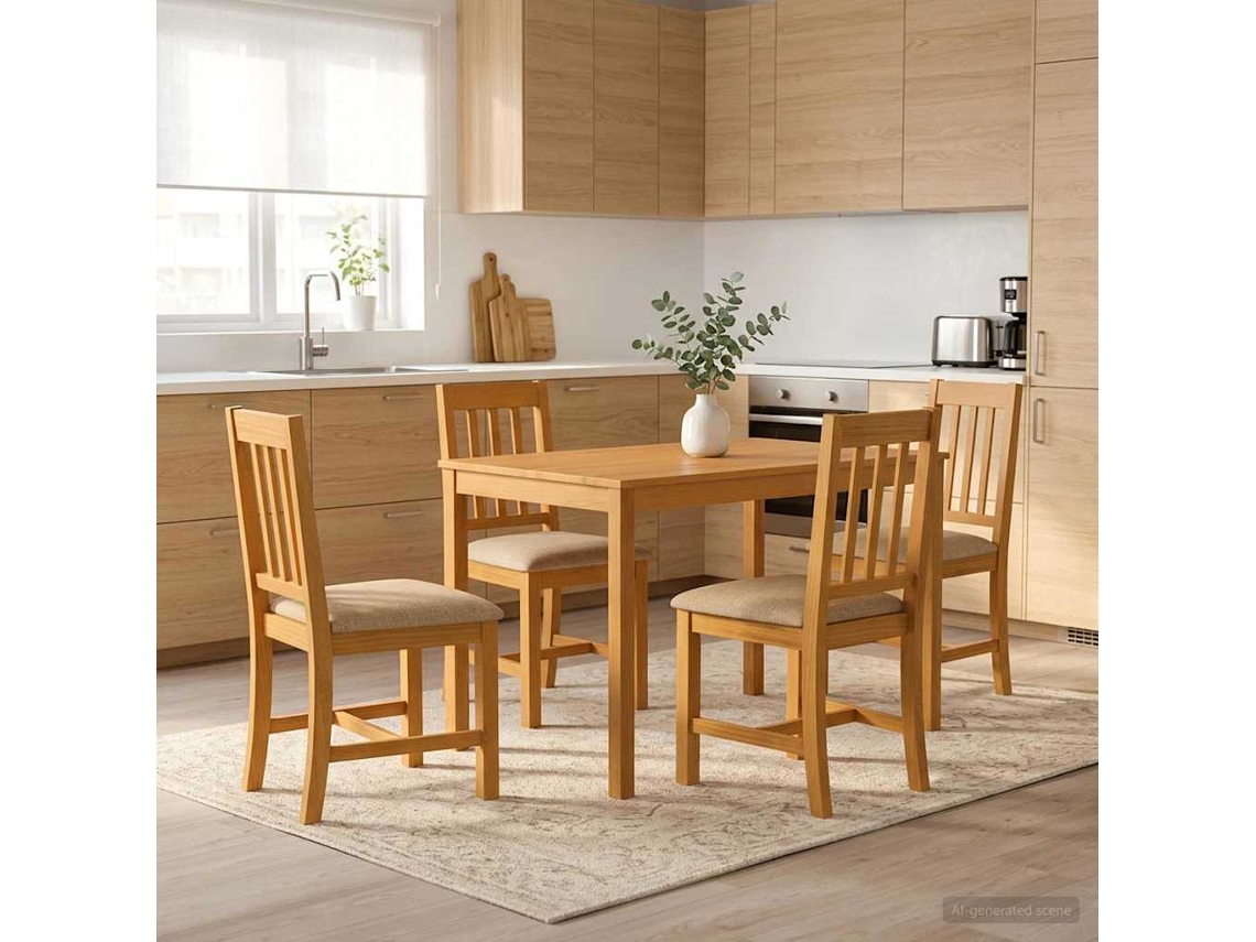 Vidaxl Conjunto De Sala De Jantar 5 Unid. Bege