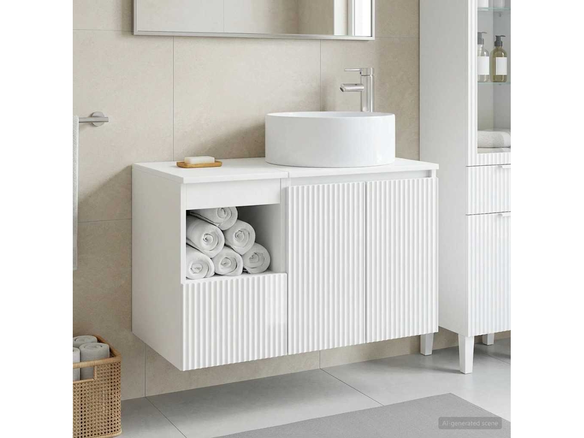 Vidaxl Conjunto De Móveis Para Banheiro 2 Unid. Branco Brilhante