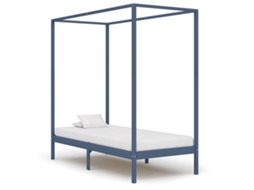 Vidaxl Estrutura De Cama Com Toldo 100x200 Cm Pinho Maciço Cinzento