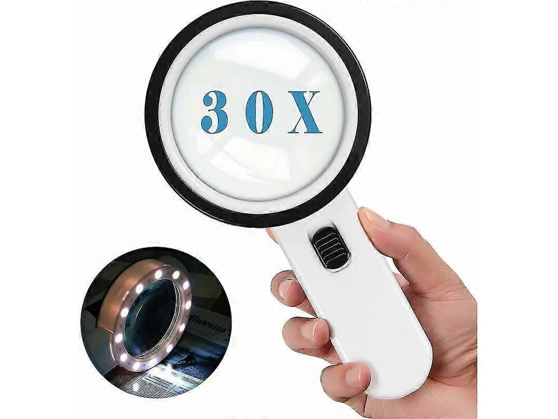 Lupa Iluminada De Bolso, 30x, Com 12 Leds