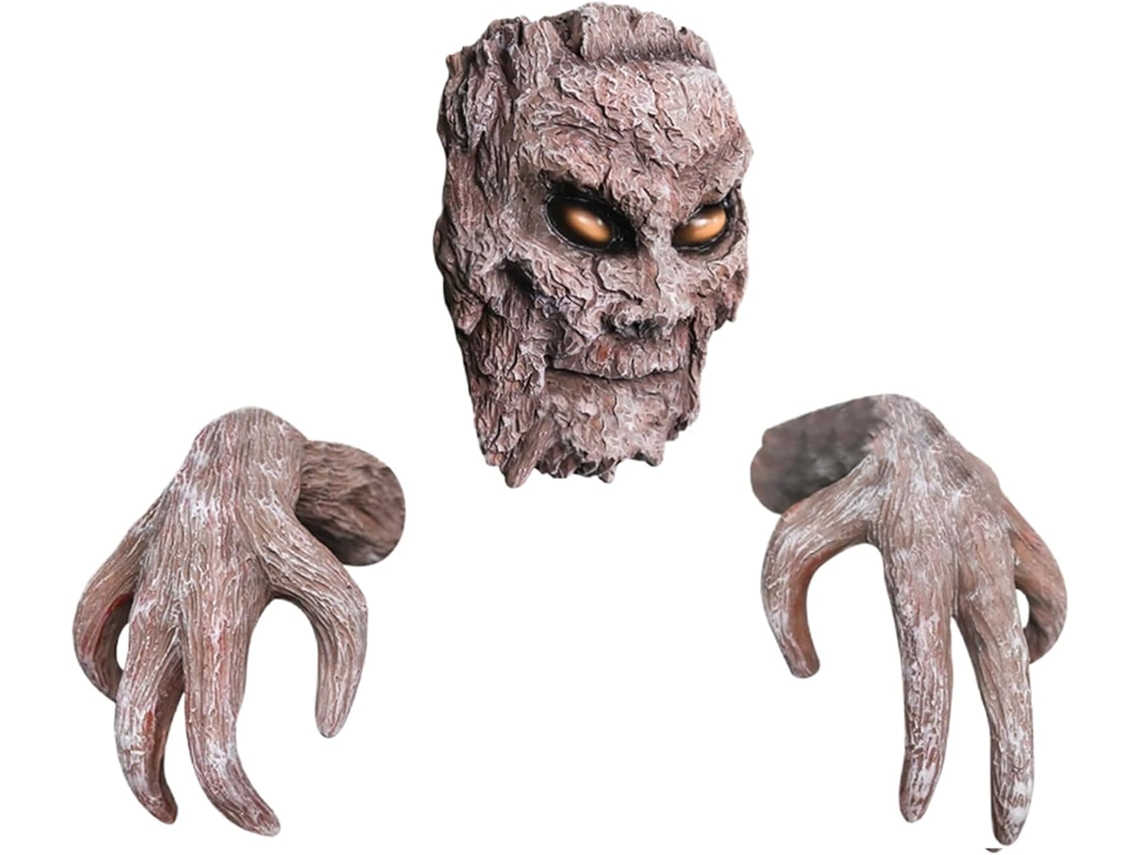 Rostos Assustadores em Árvores Decorações de Halloween em Resina 3d, Enfeites Assustadores para Exterior Escultura CHABERLU
