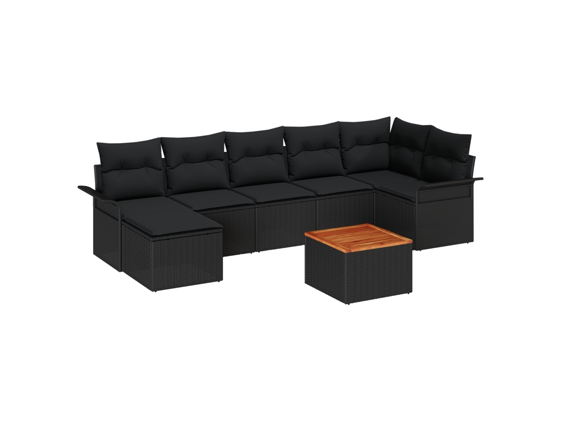 Conjunto 8 Conjunto De Sofá Modular Vidaxl Preto Vime Pe (297,5 X 132,5 X 69 Cm)